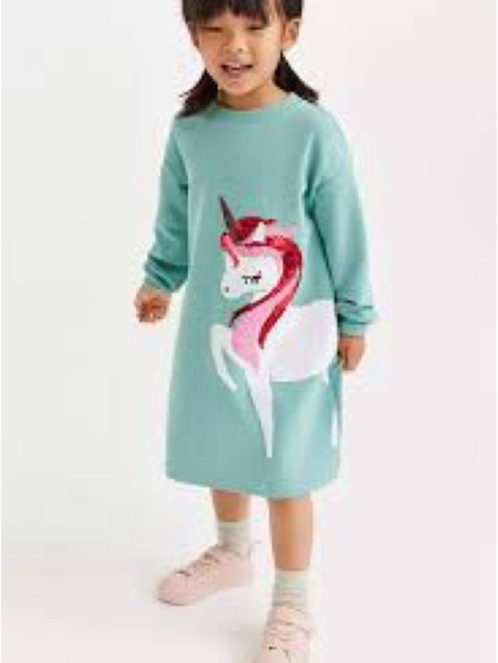 H&M Mint Unicorn Nightgown with Pink & White Graphic